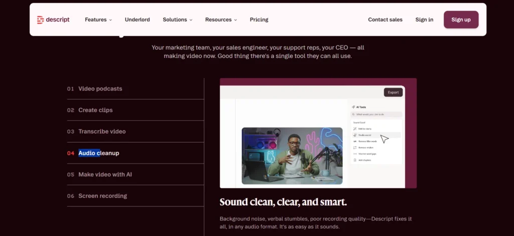 Descript Audio Cleanup