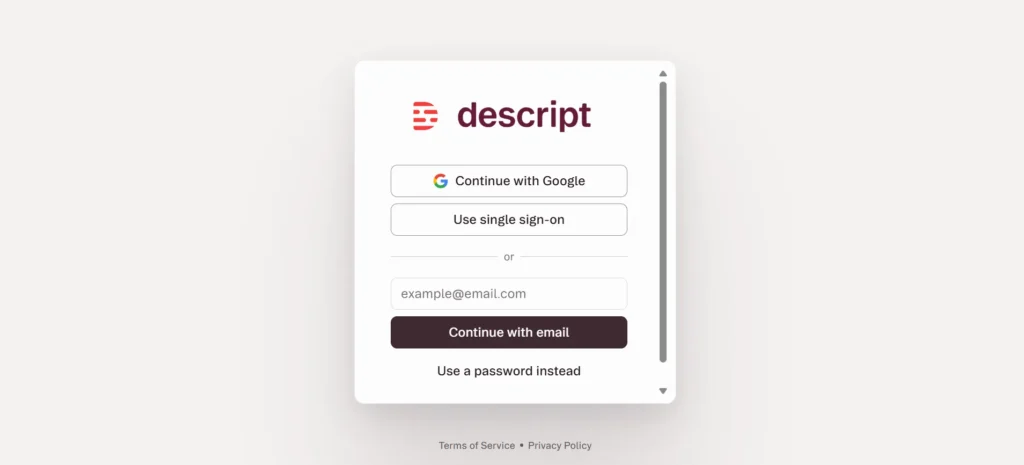 Descript login step 6
