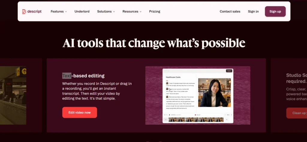 Text based editing