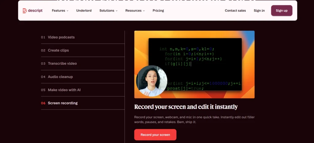 descript screen recording